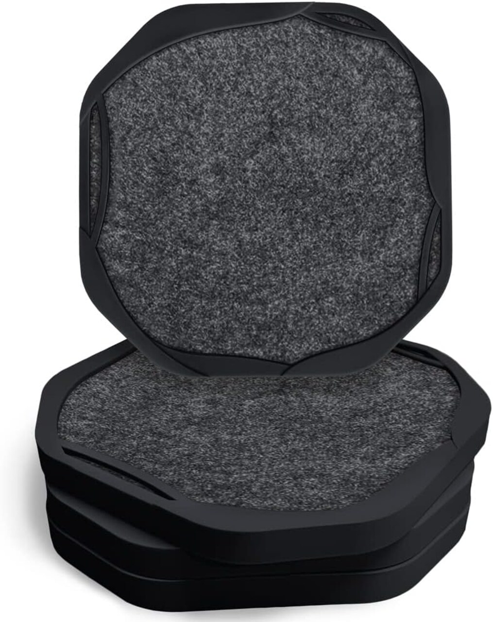 Black Coasters for Drinks for Tabletop Protection with Super Absorbent Felt Pad, Cool Cup mats for Wooden Coffee Table, Unique Modern Cup Coasters for Farmhouse, Bar, Office,Home, Set of 4